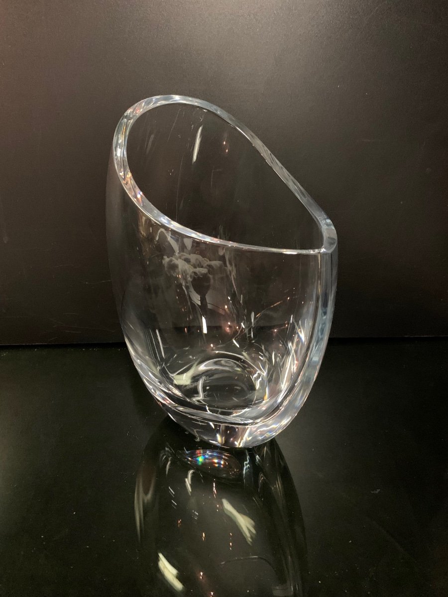 Christofle, Asymmetric Glass Vase.-photo-2