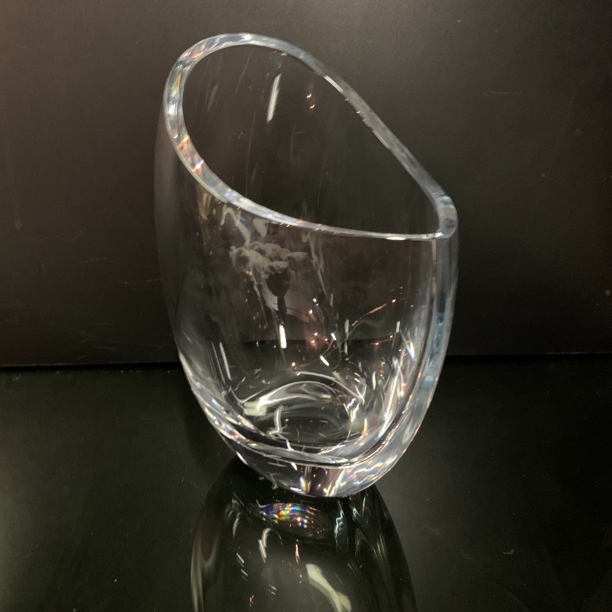 Christofle, Asymmetric Glass Vase.