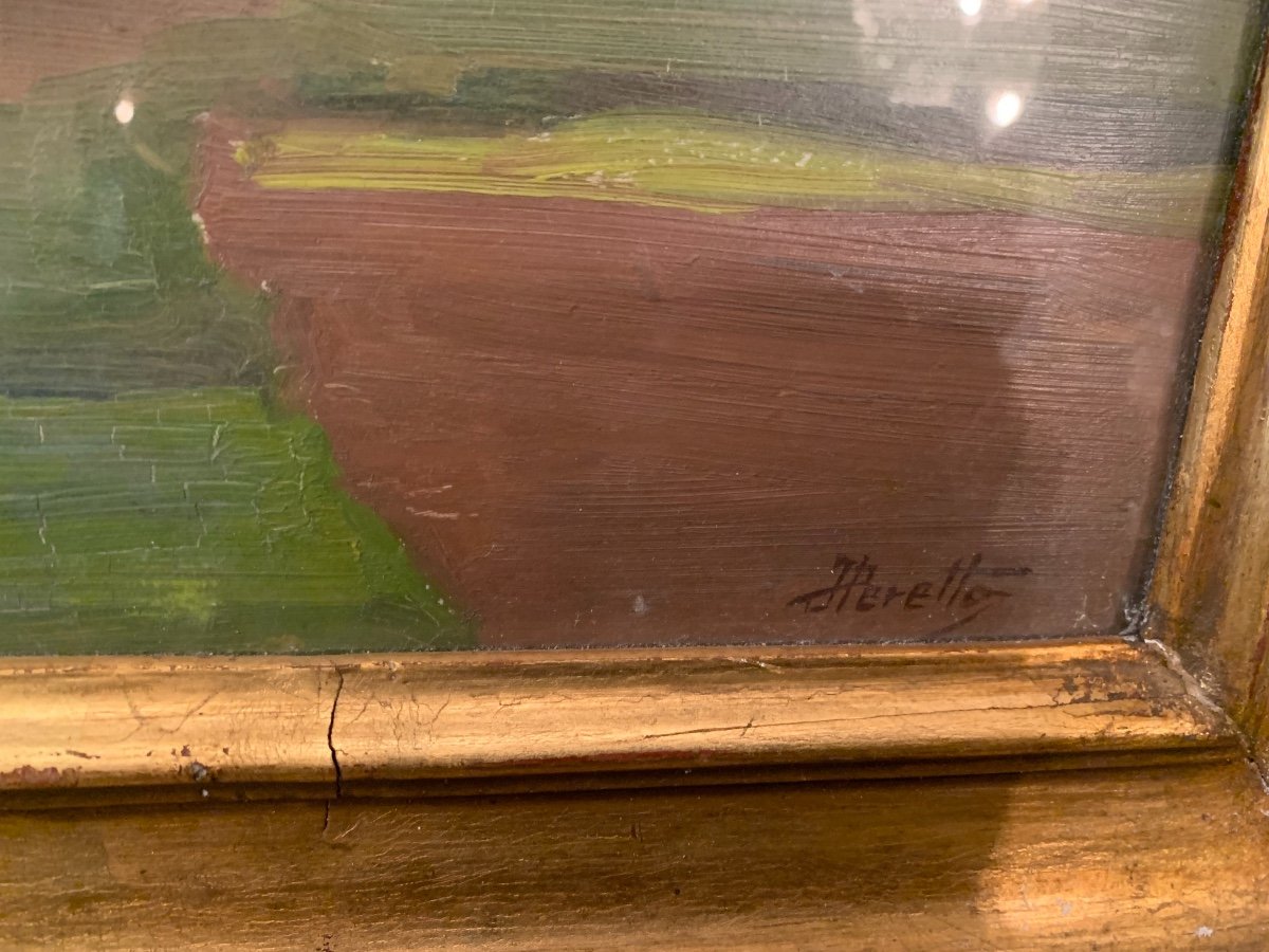 Jacques Peretto , Paysage Du Dauphiné , Huile Sur Carton .-photo-4