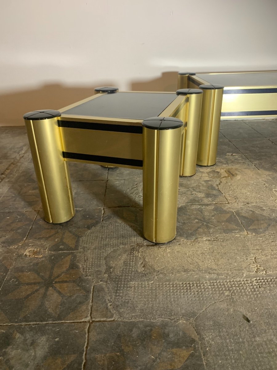 Coffee Table And End Of Golden Sofa Design 1970.-photo-2