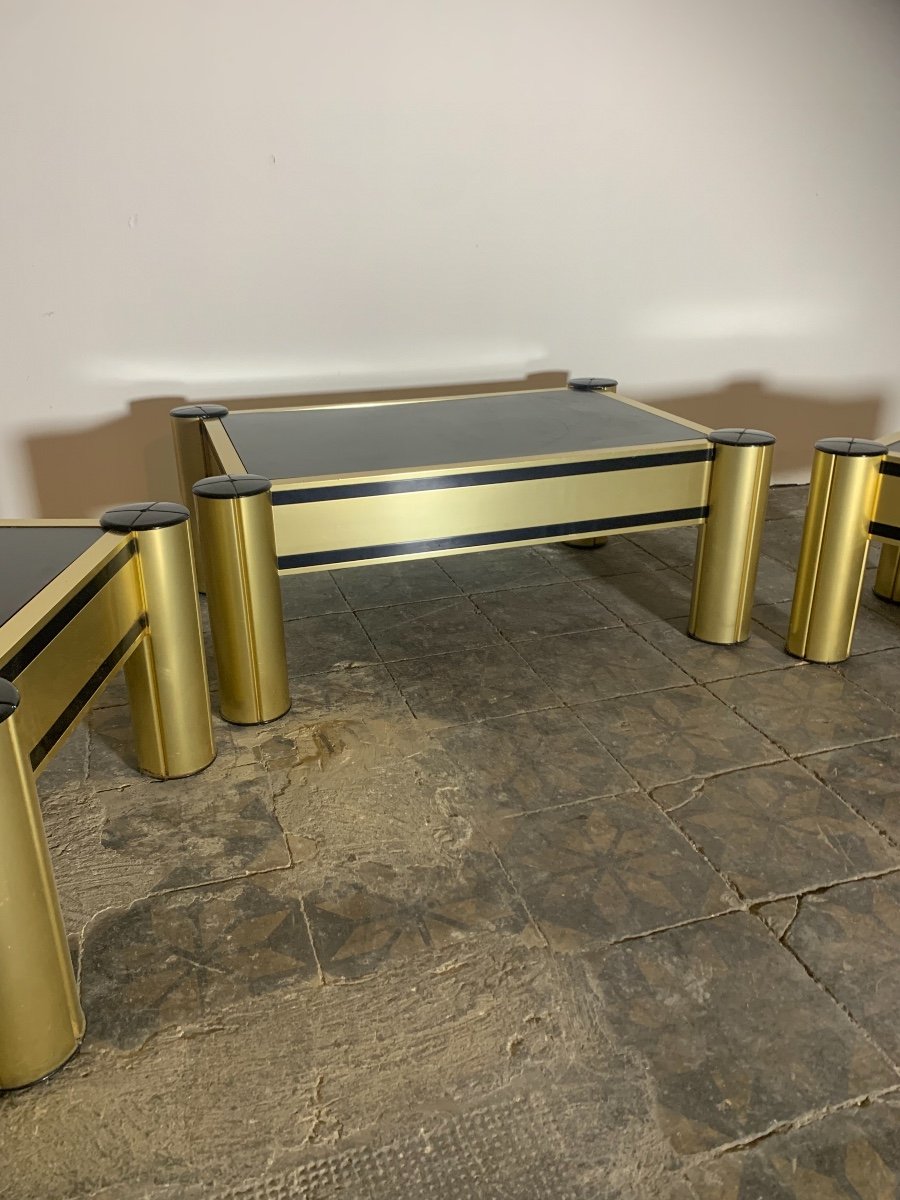 Coffee Table And End Of Golden Sofa Design 1970.-photo-3