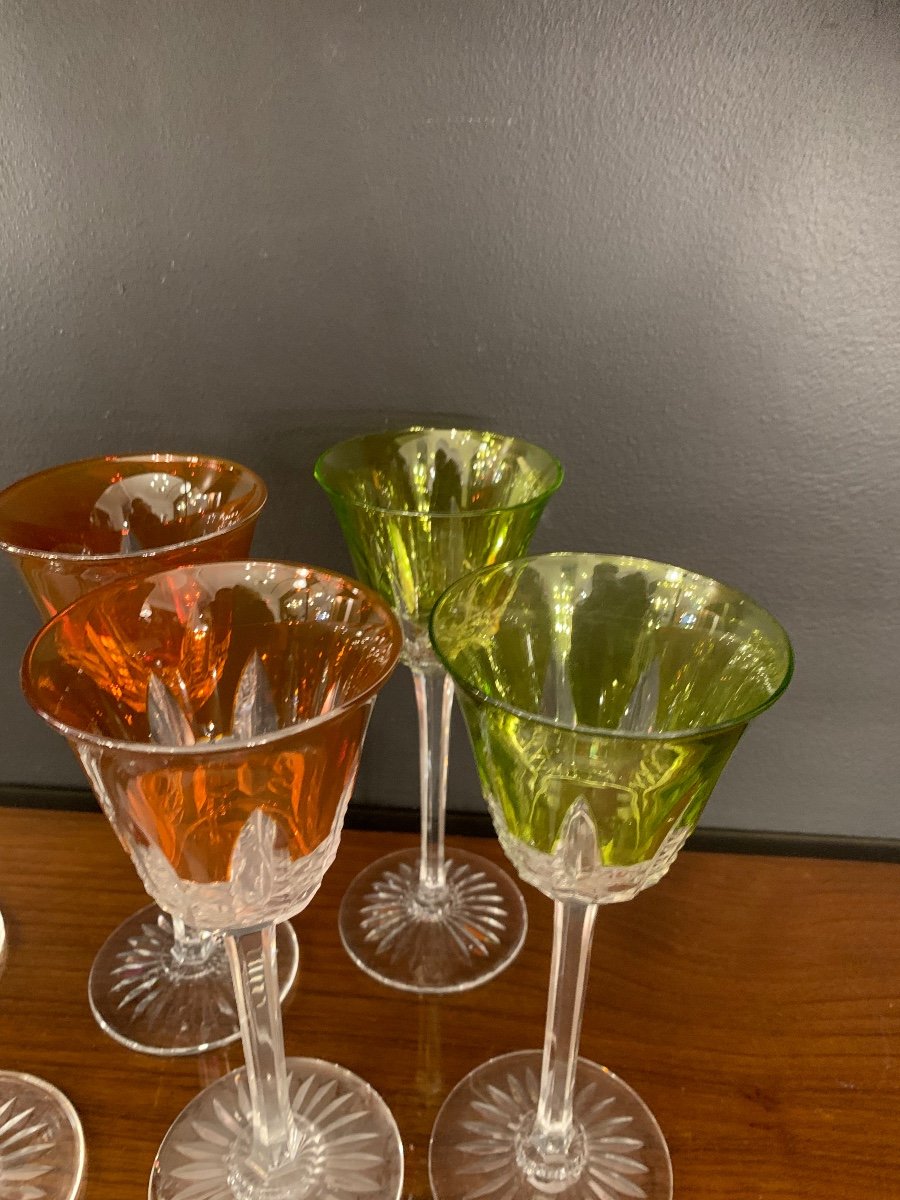 Baccarat, Suite Of 6 Colored Glasses.-photo-1