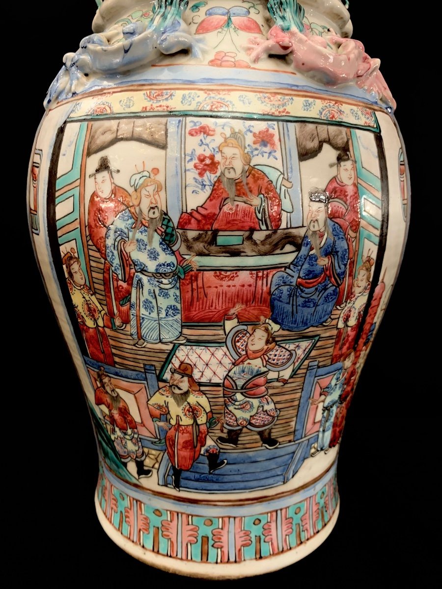 Chine , Famille Rose Vase XIX Eme Siècle.-photo-3