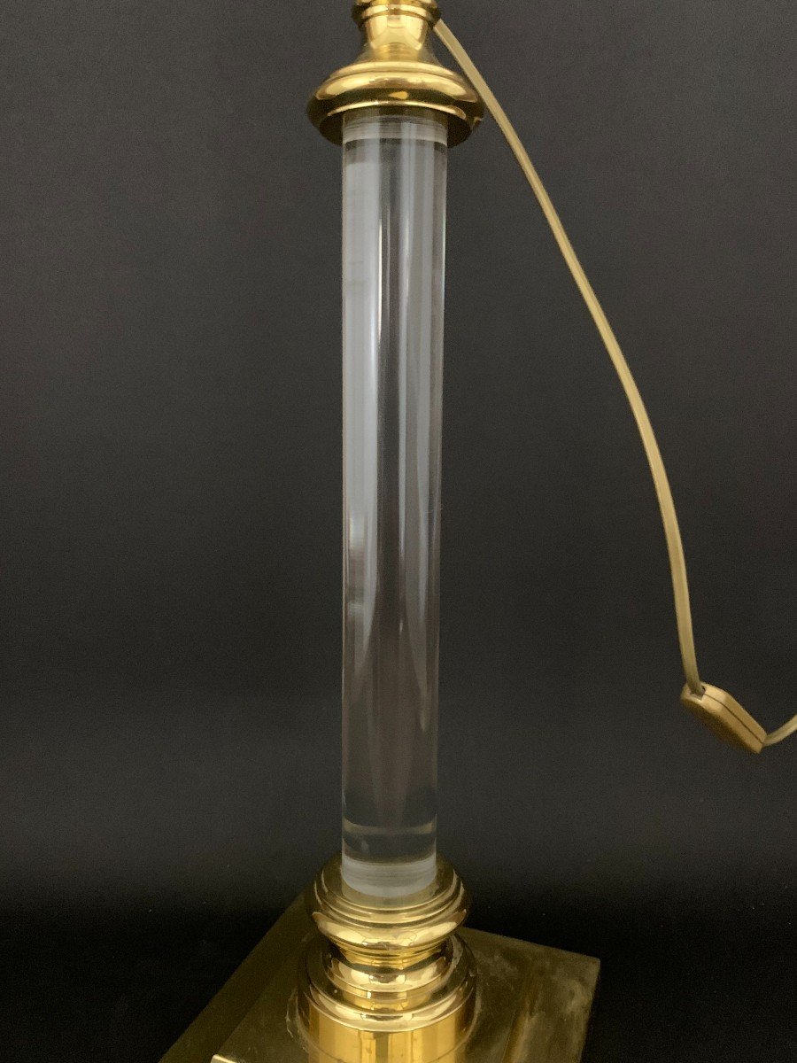 Maison Le Dauphin, Lamp Base In Plexiglas And Golden Metal.-photo-2
