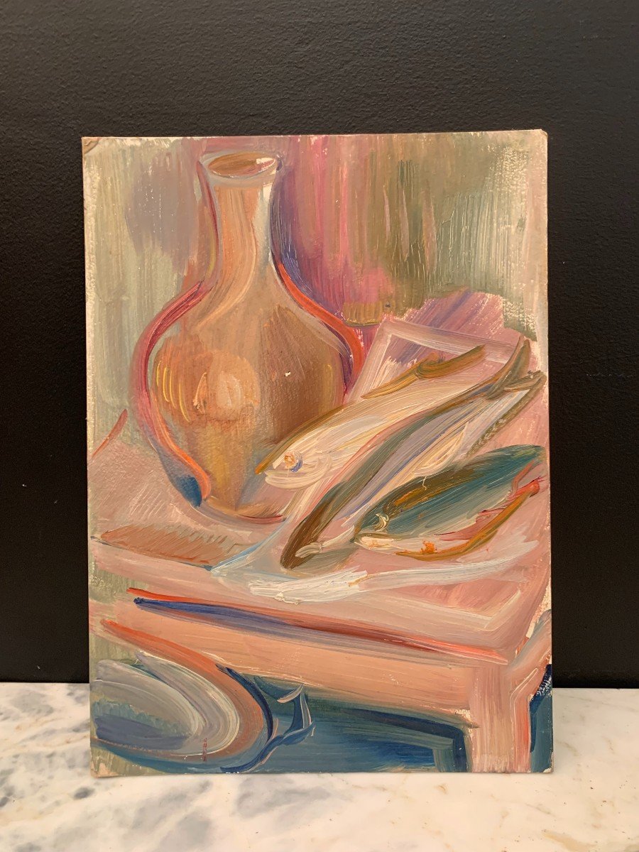 Tableau , Huile Sur Panneau , Hildegard Weber Lipsi Nature Morte .-photo-3