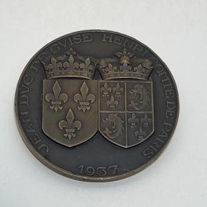 Médaille Jean D’orléans, Duc De Guise [jean III] Et Henri, Comte De Paris [henri Vi], 1938 .