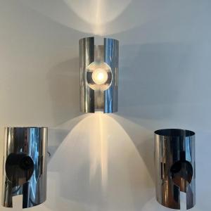 Suite Of 3 Wall Lamps Design 1970 Space Age.