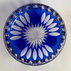 Fruit Bowl In Cobalt Blue Cut Crystal.