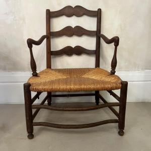 Provençal Straw Armchair From The 18th Century.