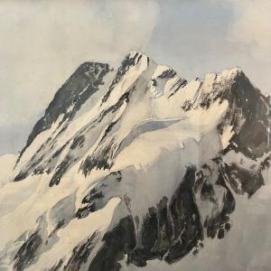 Jean Austruy. Alps Mountain Painting 