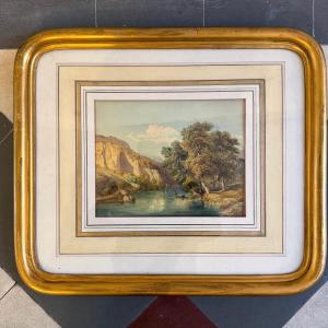 Aquarelle , tableau XIX éme siècle . Antony Viot . 