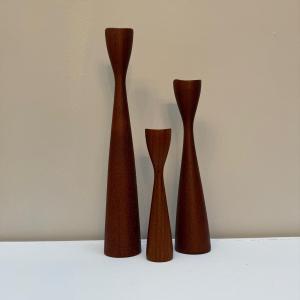 Scandinavian Teak Candlesticks. 