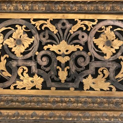 Grille Fireplace, Ventilation Cover Gilt Bronze And Iron XIX.