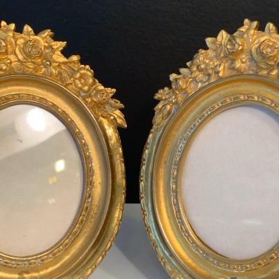 Duo Of Photo Frame In Gilt Bronze, Napoleon III XIX Eme Century