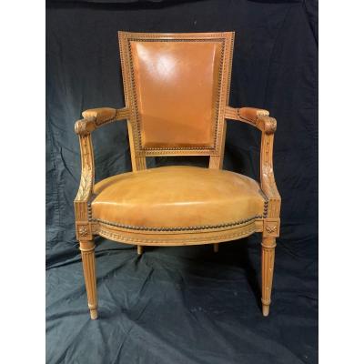 Louis XVI Style Armchair In Natural Wood