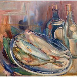 Tableau , Huile Sur Panneau , Hildegard Weber Lipsi Nature Morte .