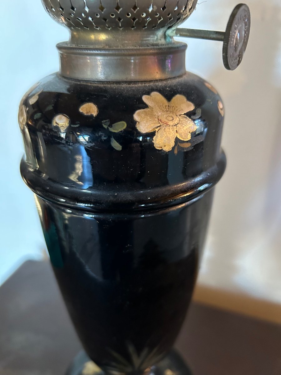 Lampe Opaline Noire Décor Nacres Japon -photo-3