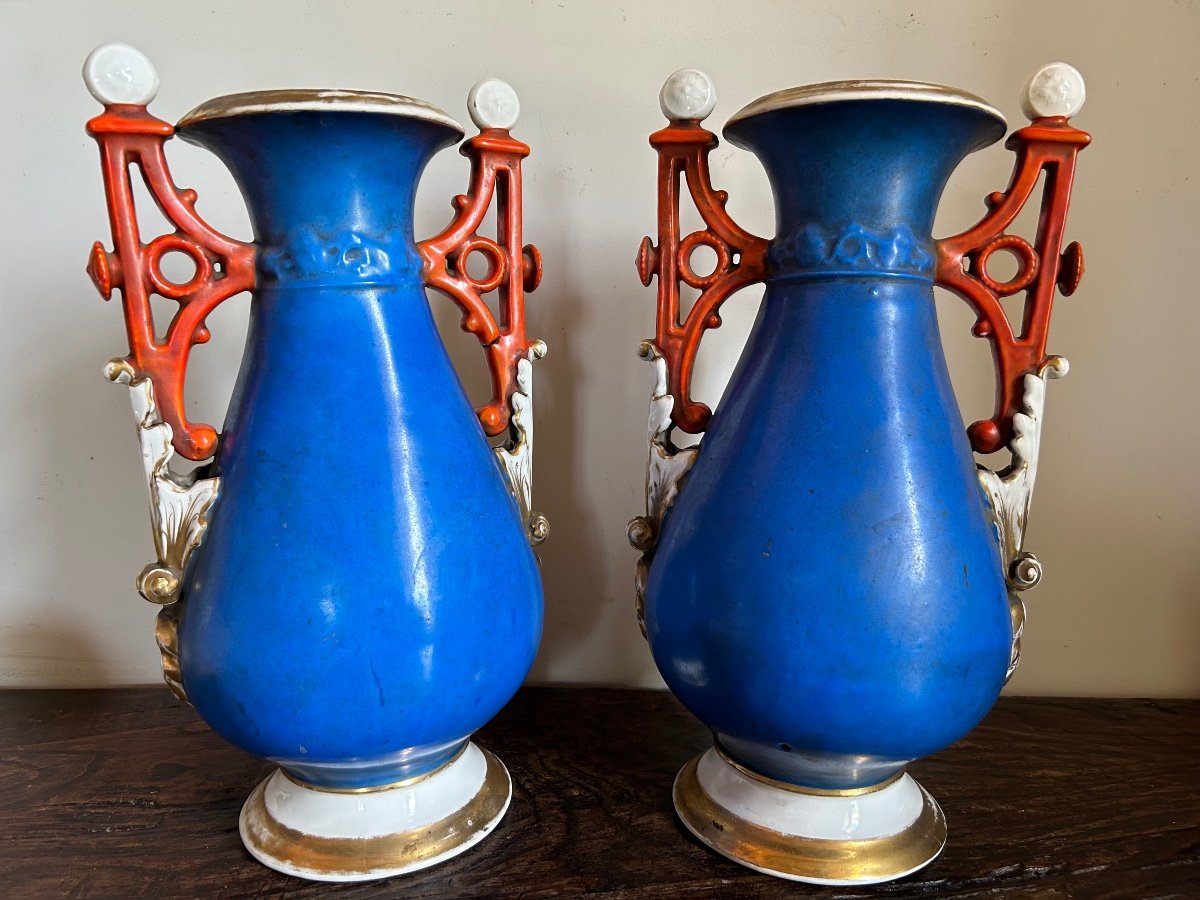 Paire De Vases Porcelaine Neo Classique -photo-4