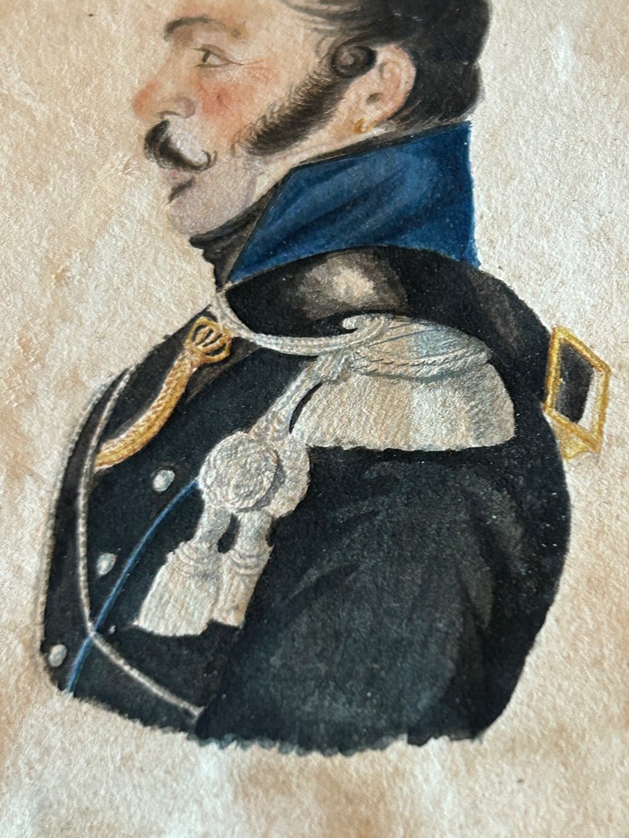 Miniature Drawing Military Portrait 19th-photo-1