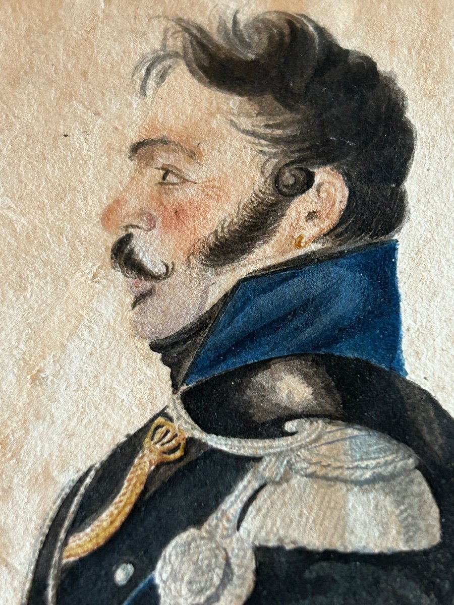 Miniature Drawing Military Portrait 19th