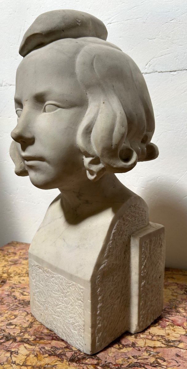 Sculpture Marbre Auguste Heng 1930-photo-4