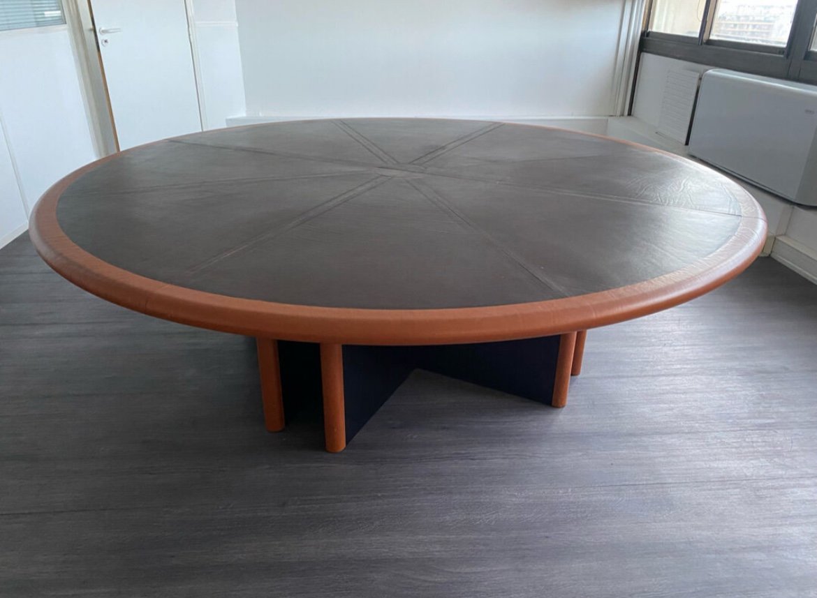Maison Mariani Round Leather Table-photo-1
