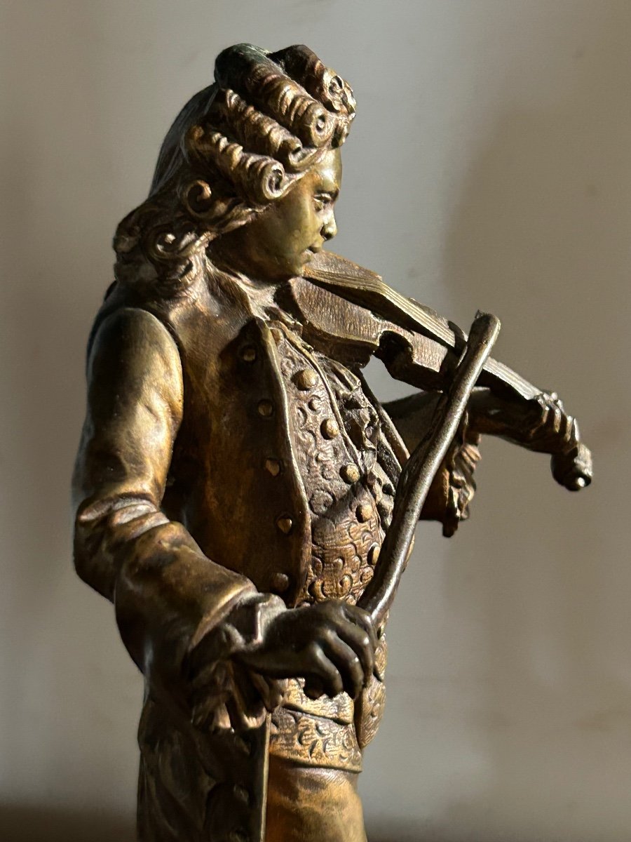 Sculpture Bronze Violoniste Auguste Louis Lalouette -photo-4