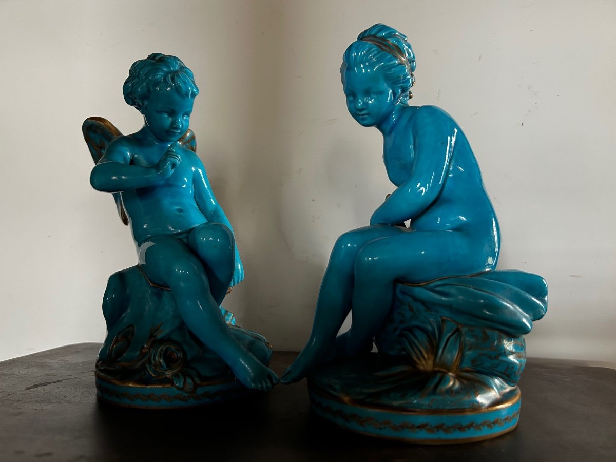 19th Century Porcelain Statue Falconet Love And Nymph-photo-1