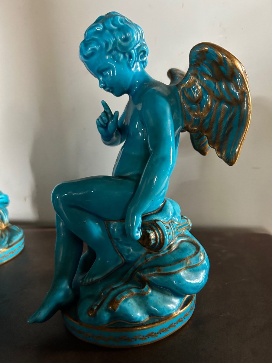 19th Century Porcelain Statue Falconet Love And Nymph-photo-6