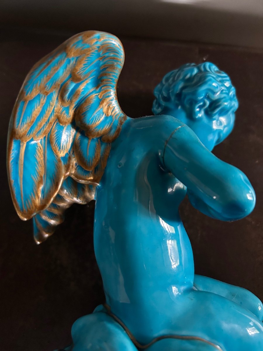 19th Century Porcelain Statue Falconet Love And Nymph-photo-7