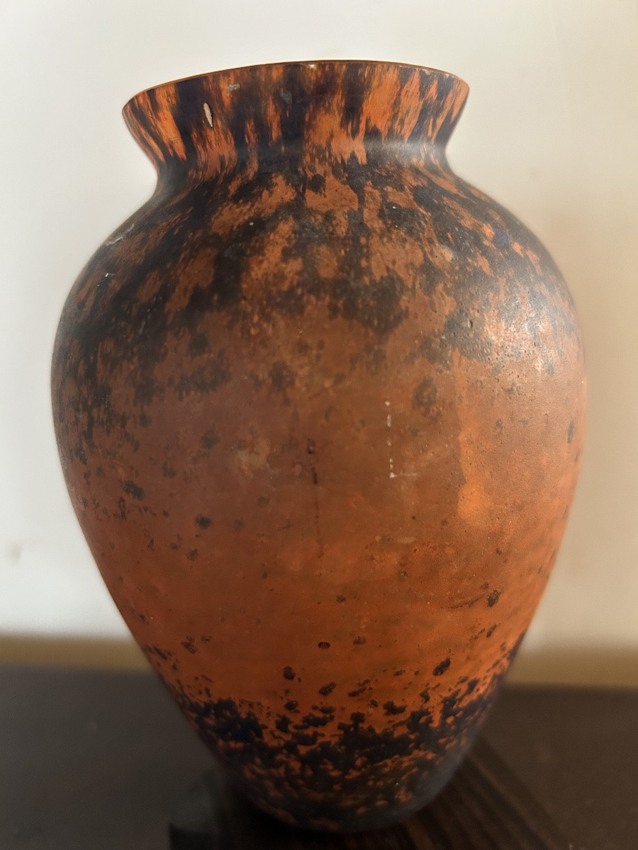 Nancy Vase Verre Moucheté Art Nouveau-photo-3