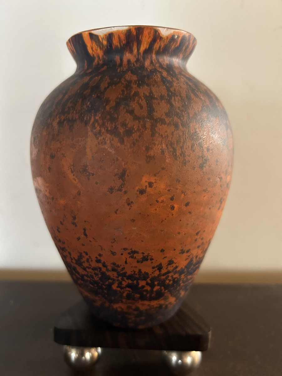 Nancy Vase Verre Moucheté Art Nouveau