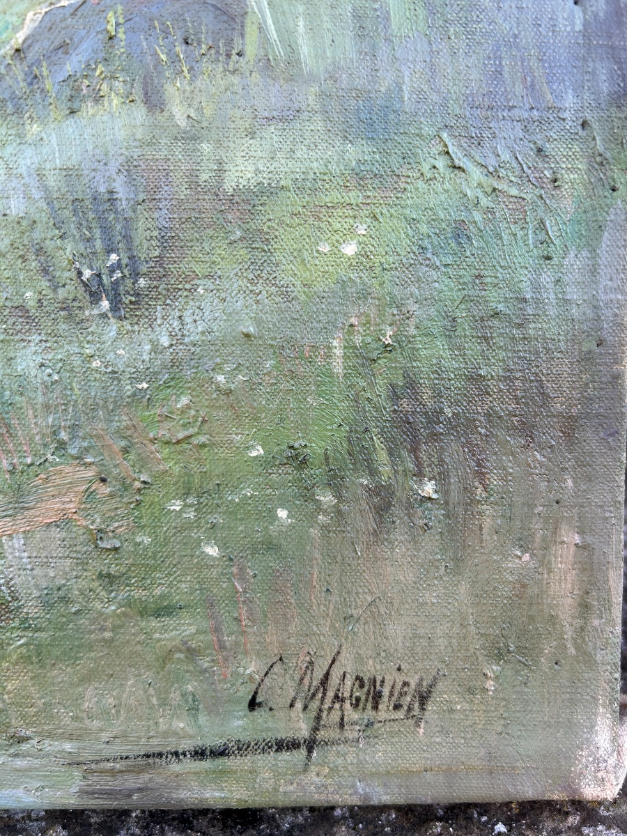 Magnien Painting Landscape Shepherdess -photo-2