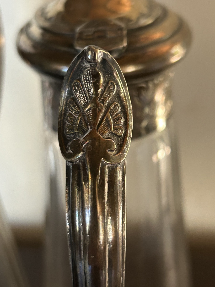 Pair Of Crystal And Silver-plated Metal Ewers -photo-3