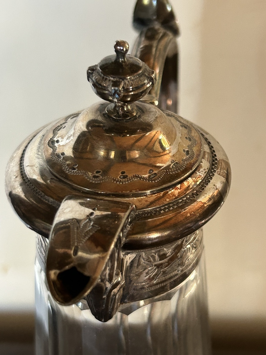 Pair Of Crystal And Silver-plated Metal Ewers -photo-4
