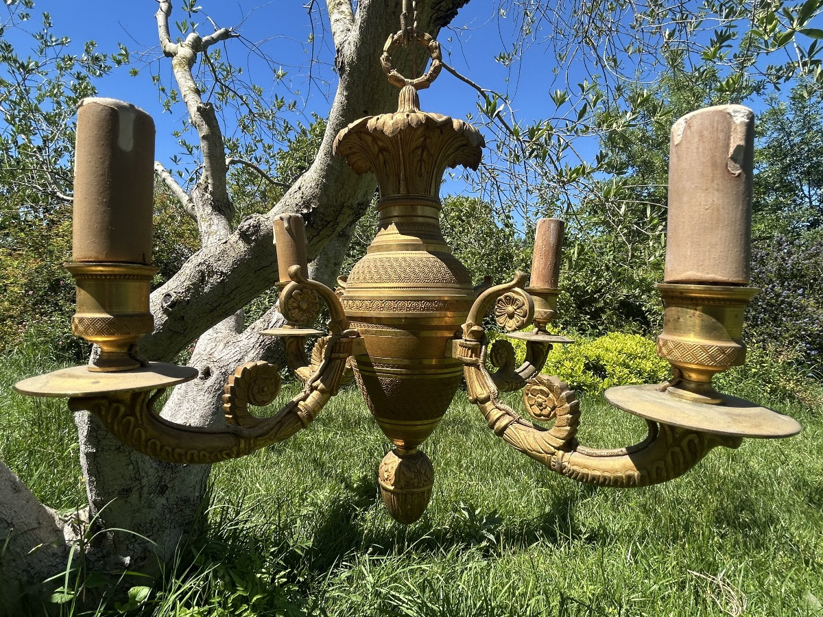 Louis XVI Gilt Bronze Chandelier-photo-2