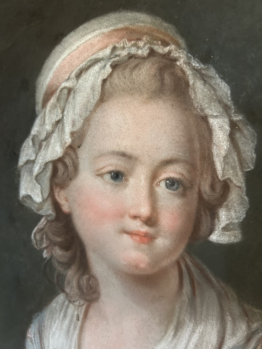 18th Century Pastel Young Girl Ball Of Wool Cat -photo-8
