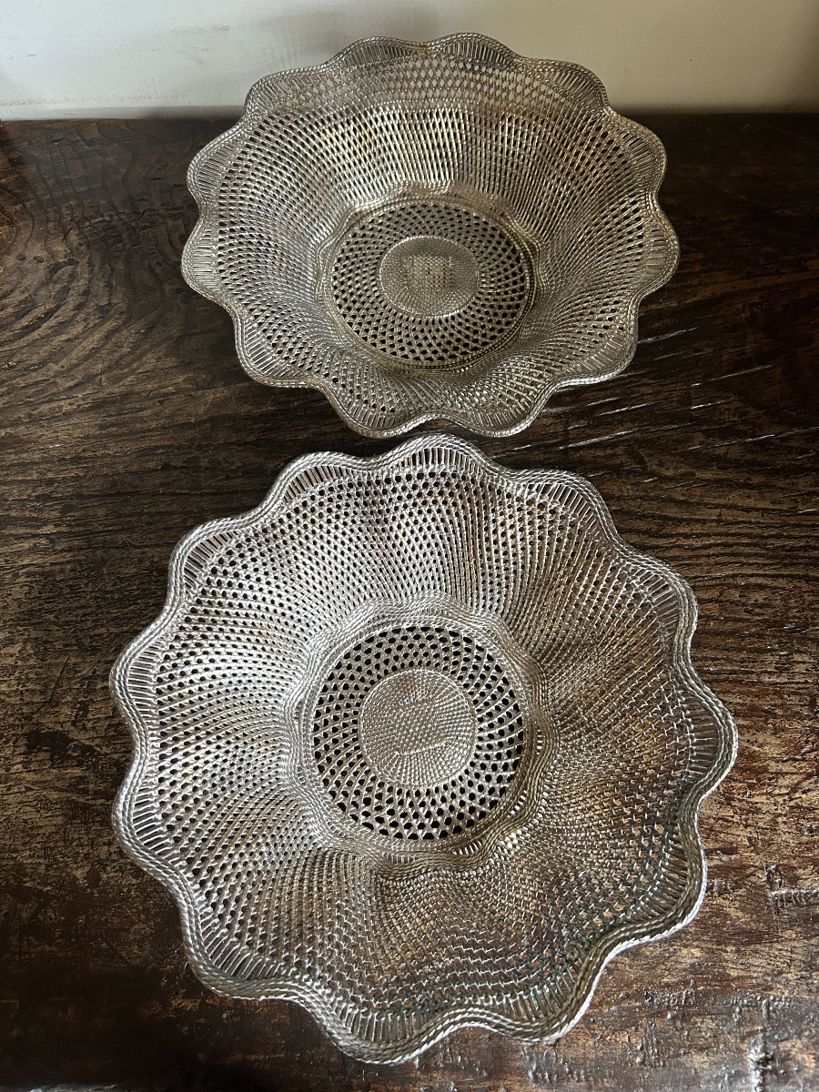 Christofle paire de coupes corbeille -photo-6
