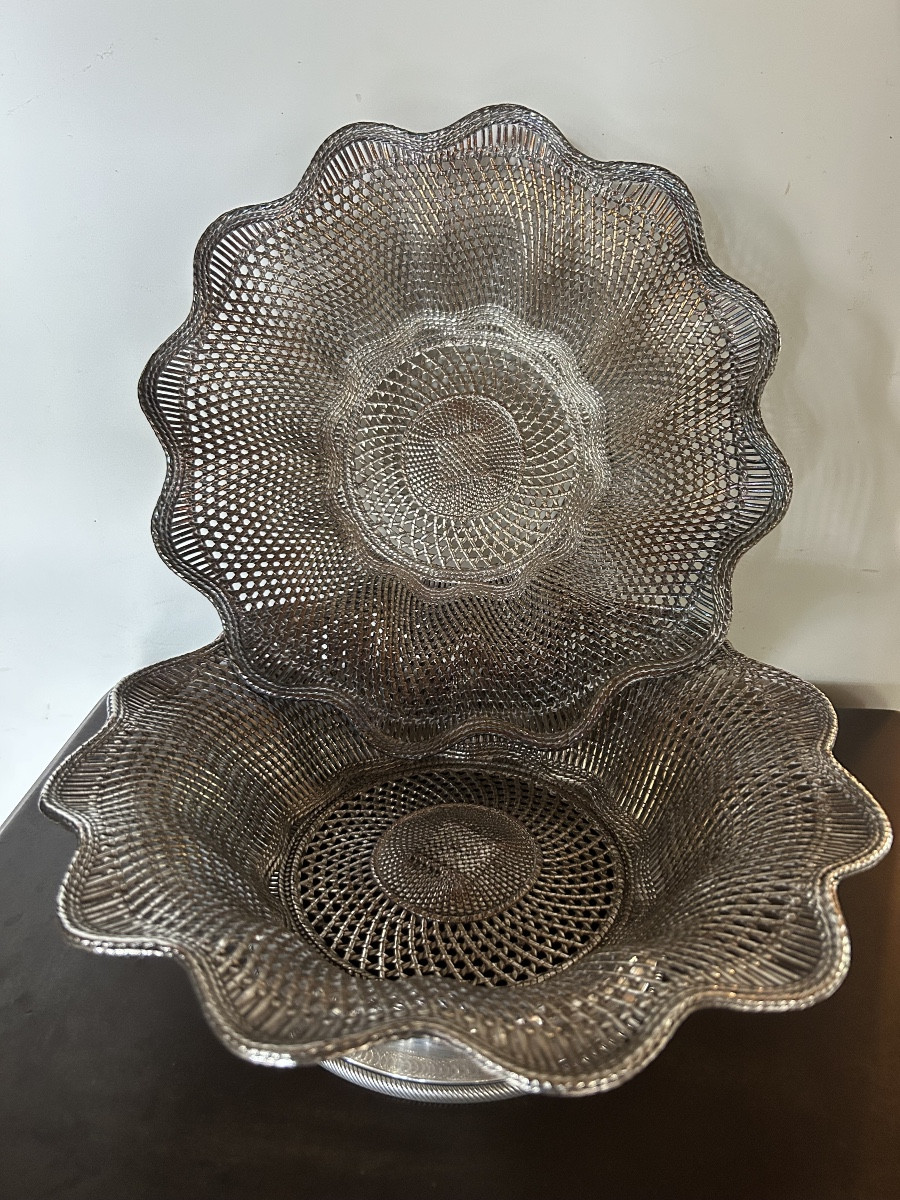 Christofle paire de coupes corbeille 