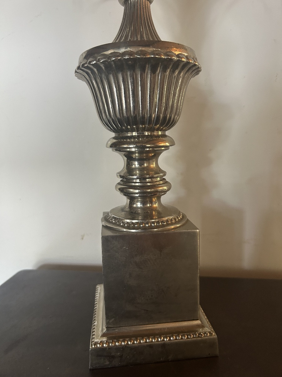 Lampe vase roseaux argenté 1970-photo-1