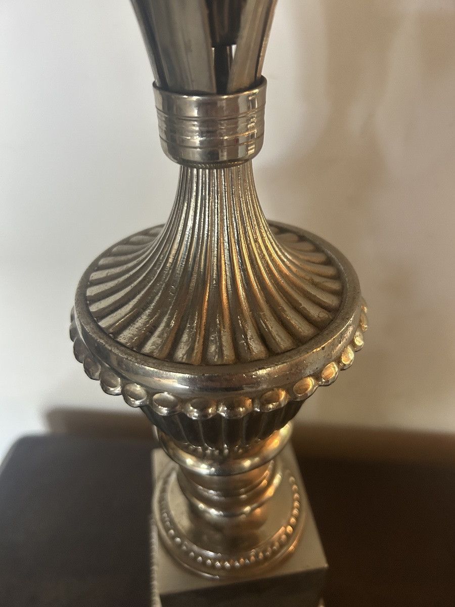 Lampe vase roseaux argenté 1970-photo-3