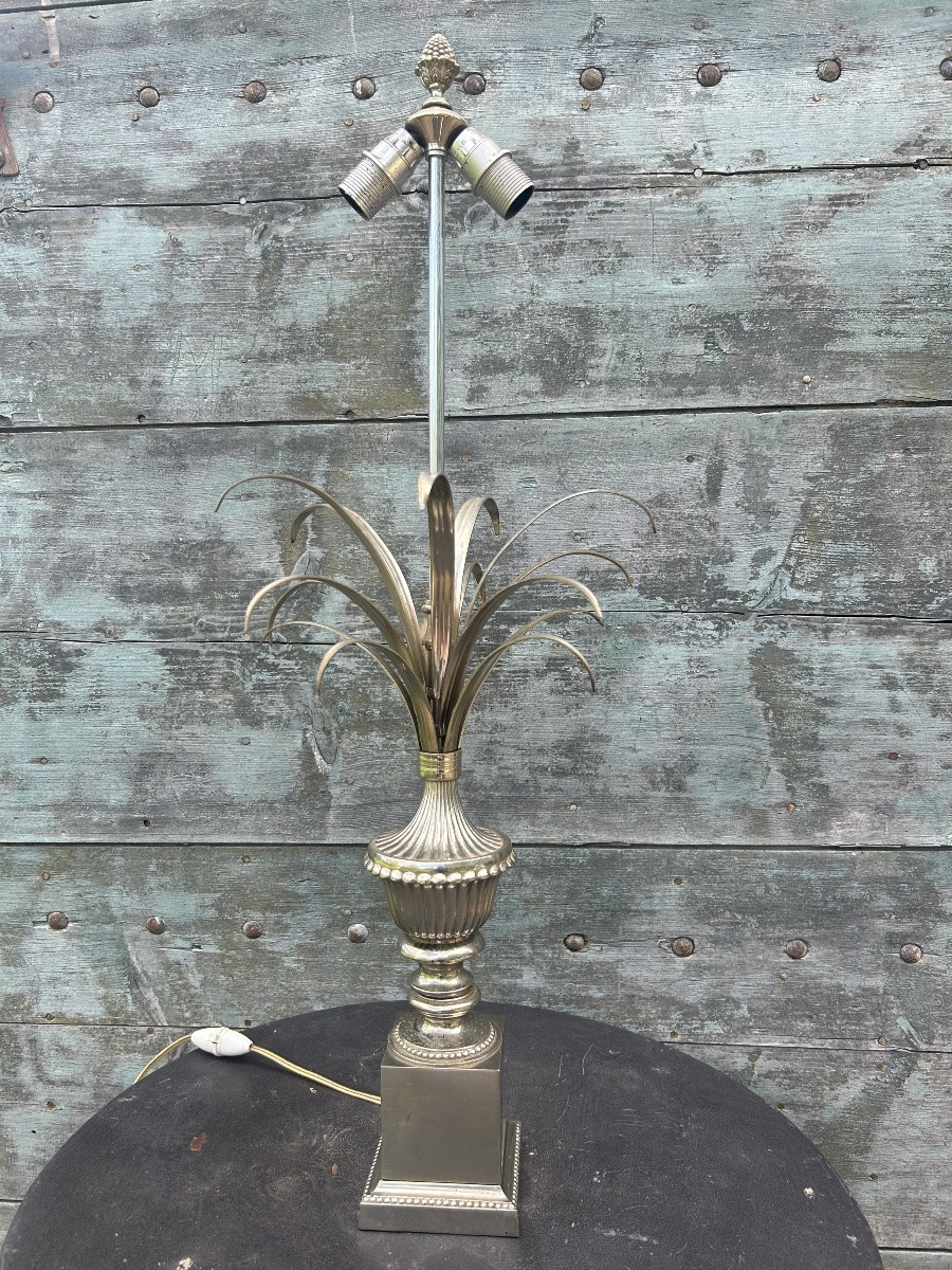 Lampe vase roseaux argenté 1970-photo-6