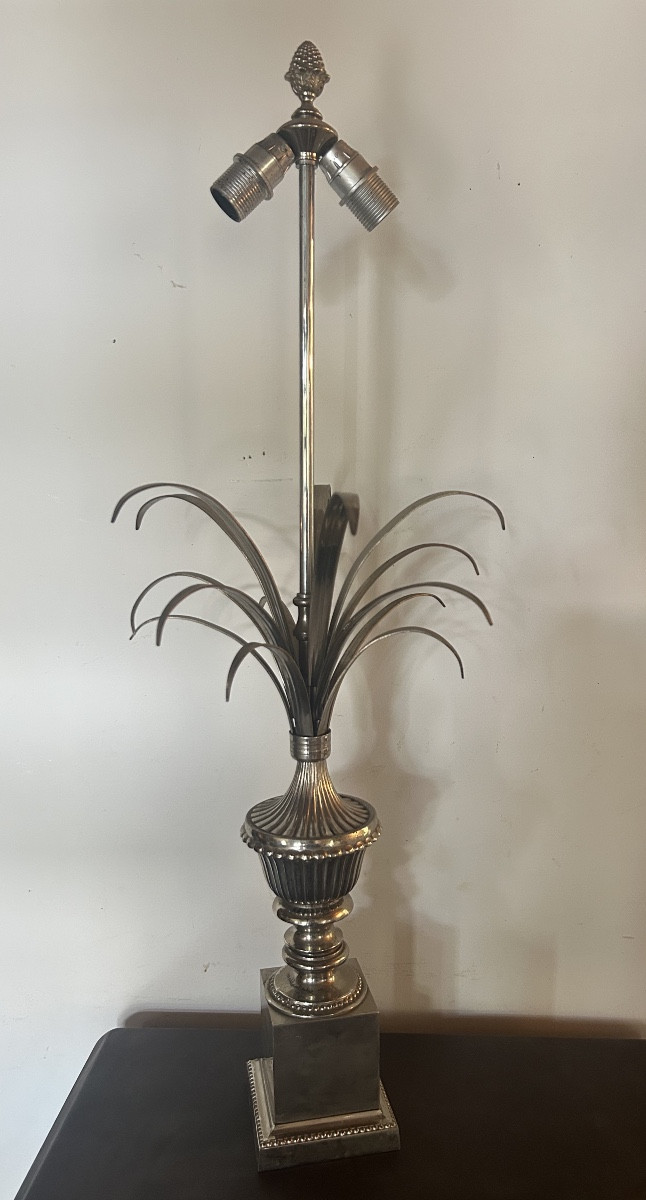 Lampe vase roseaux argenté 1970