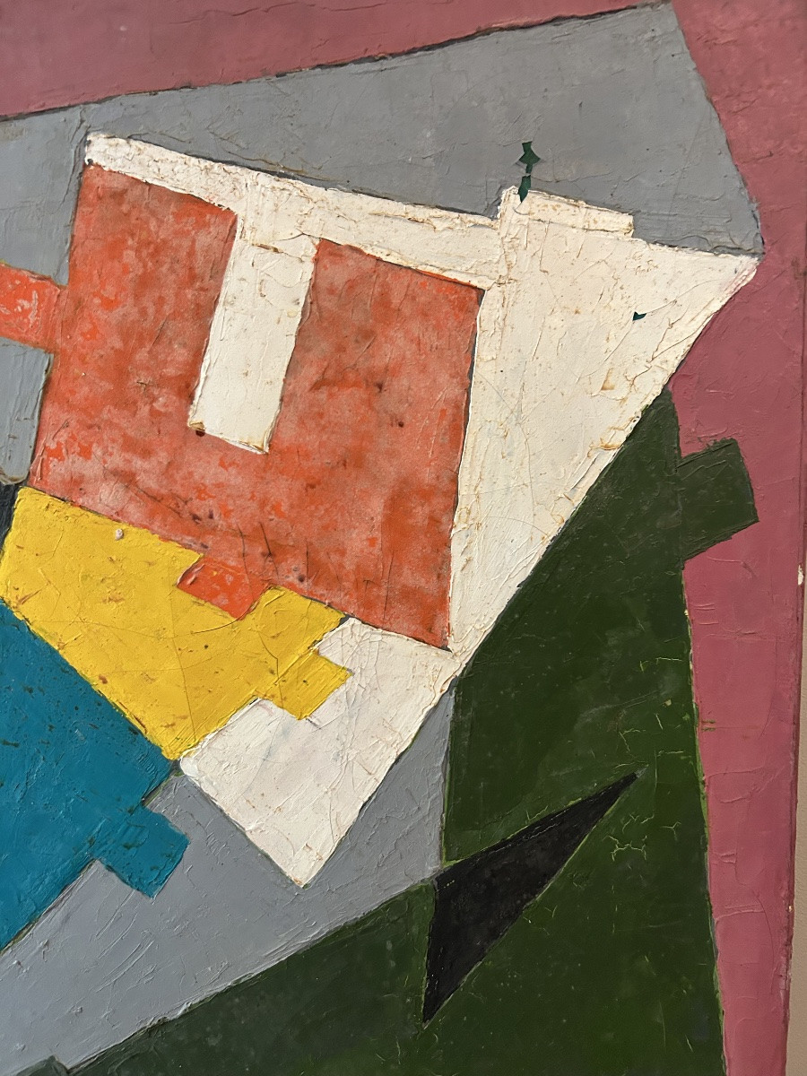 Henri Chouvet Painting, Algiers School, 1980, Abstract Composition-photo-4