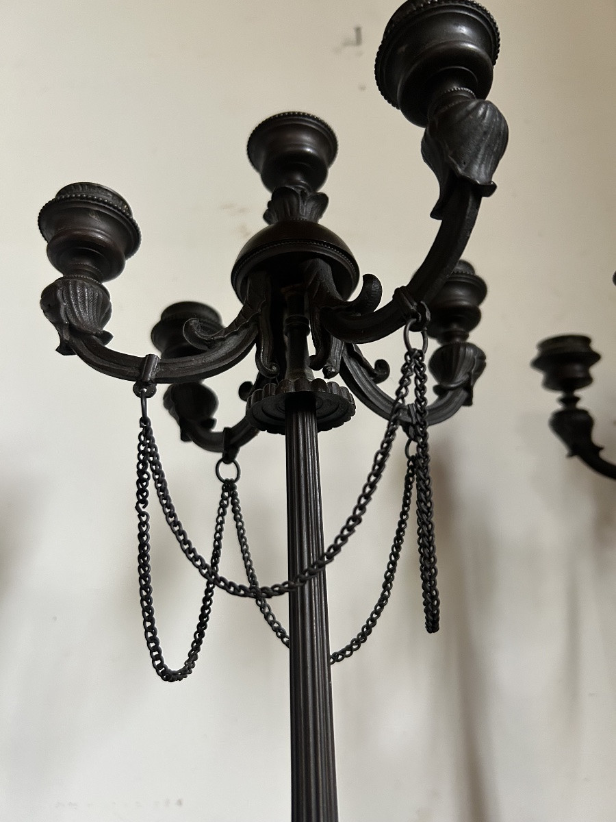 Pair Of Antique 19th Century Candlesticks-photo-2