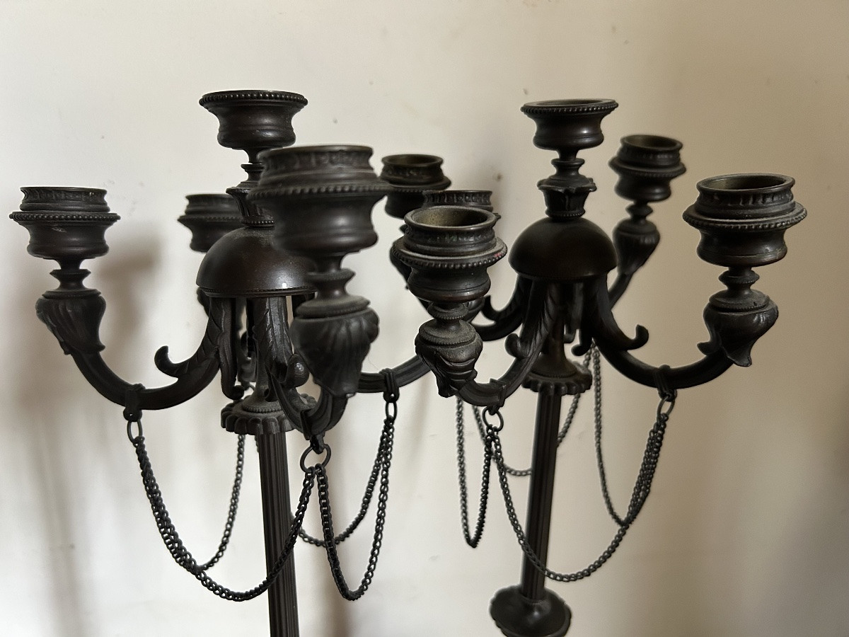Pair Of Antique 19th Century Candlesticks-photo-7