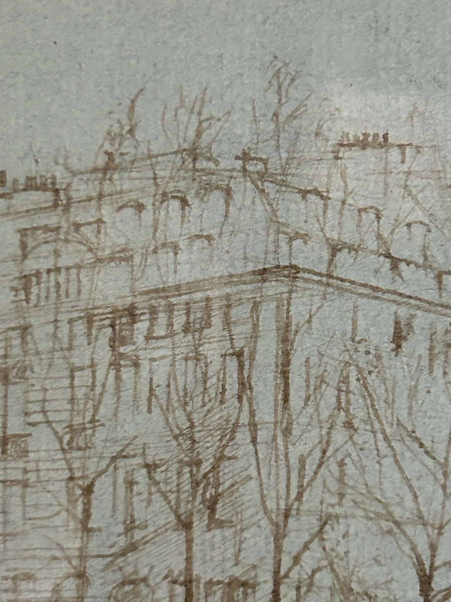 Jeny Robert de Massy Dessin 19eme vue des quais Paris -photo-6