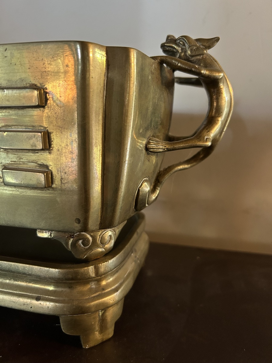 Indochine brûle parfum en bronze doré -photo-3