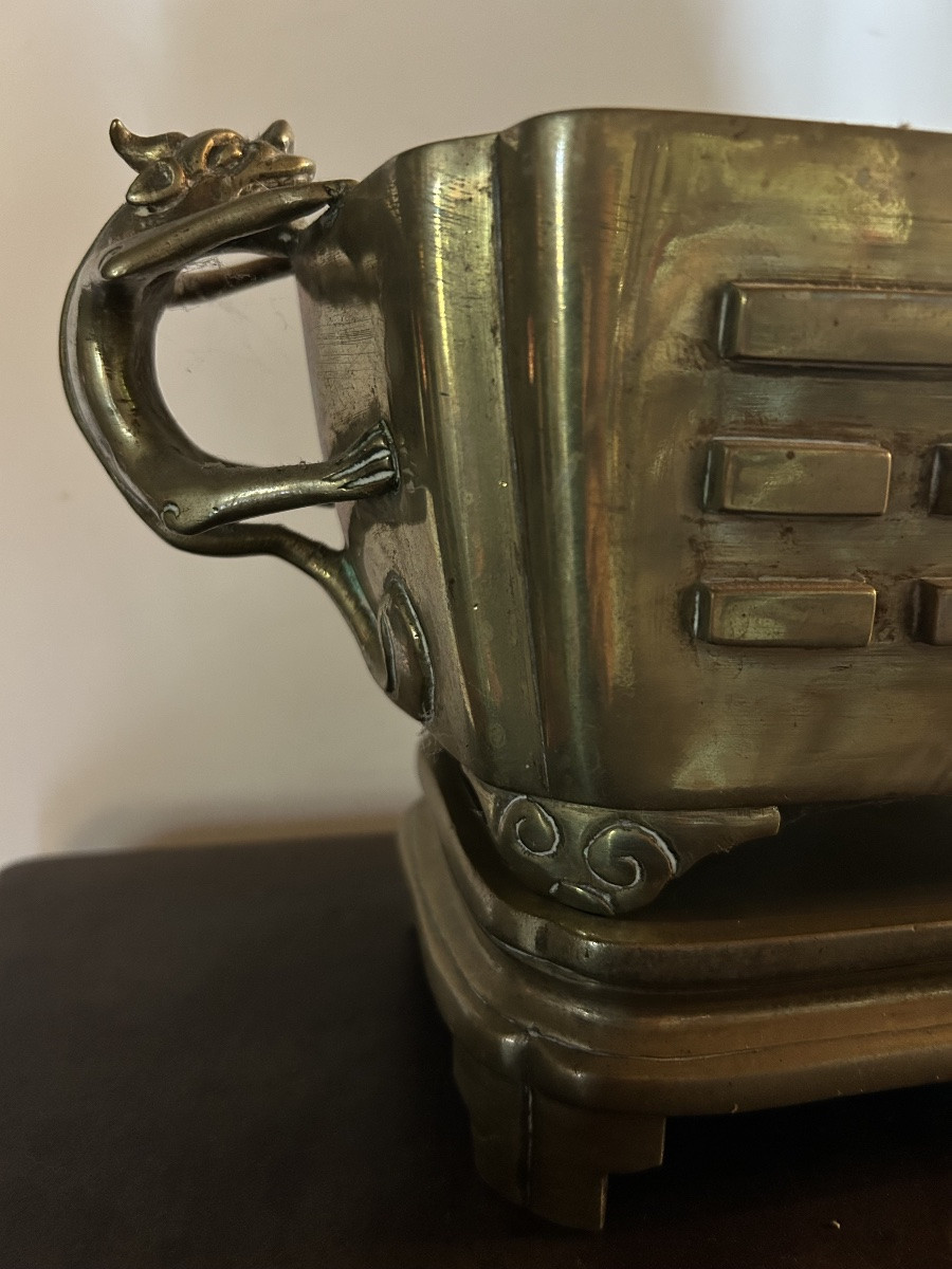Indochine brûle parfum en bronze doré -photo-4