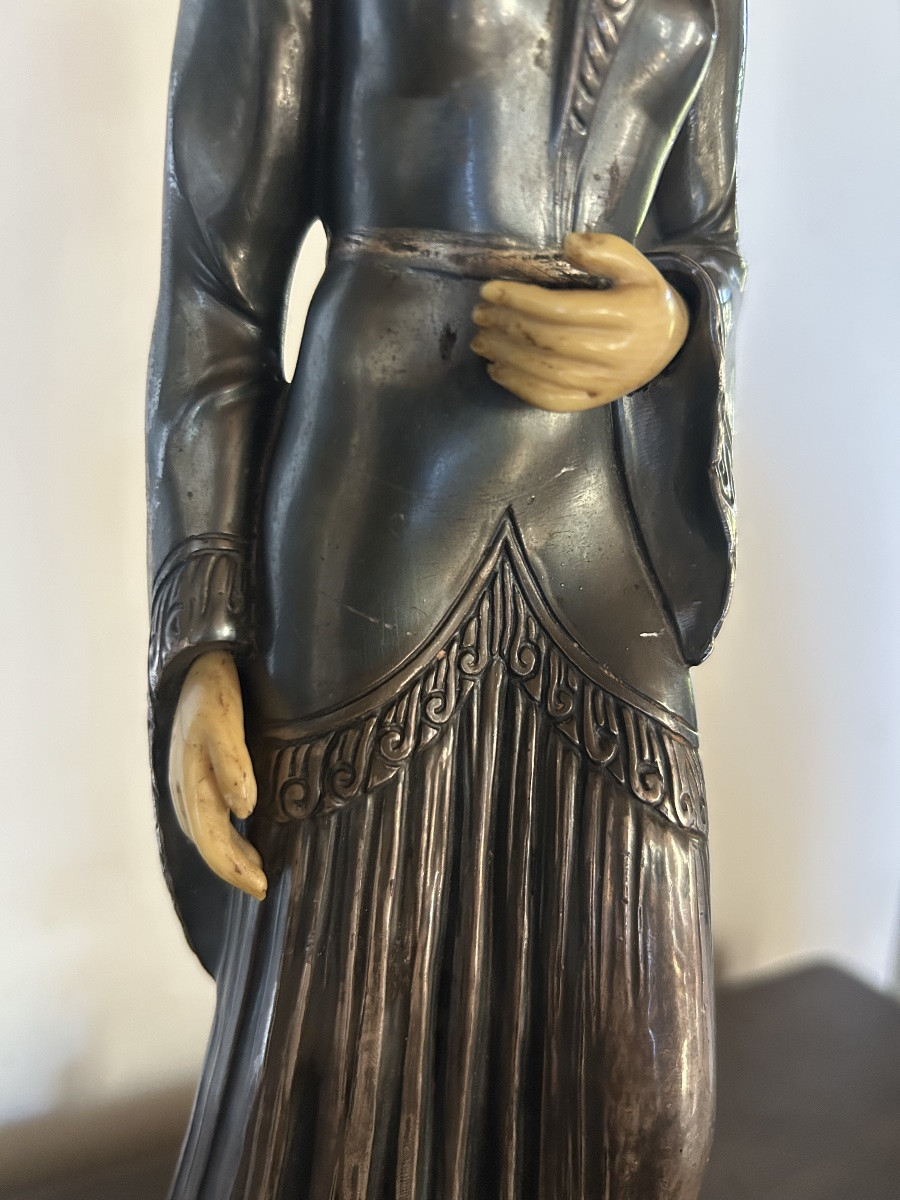 Hippolyte Moreau Art Deco Statue Of A Woman-photo-2